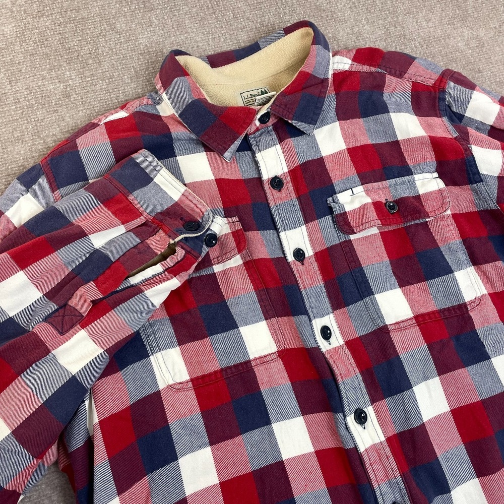 L.L. Bean Fleece-Lined Flannel Shirt Mens XL Multicolor Plaid Traditional Fit - Picture 1 of 15